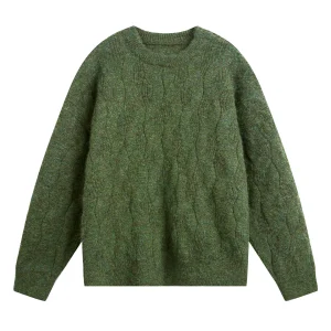 Vintage New Fashion Men’s Solid Color Simple Basic Casual Trendy Loose O-neck Long Sleeve Knitted Sweater Pullovers Male Clothes