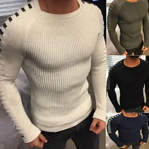 European and American Autumn and Winter Knitted Sweater for Men, Fashionable Slim-fit, Round-neck, Long-sleeved Sweater S-3XL
